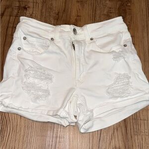 White Distressed Women's Shorts